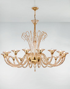 Sixteen lights chandelier crystal and 24k gold