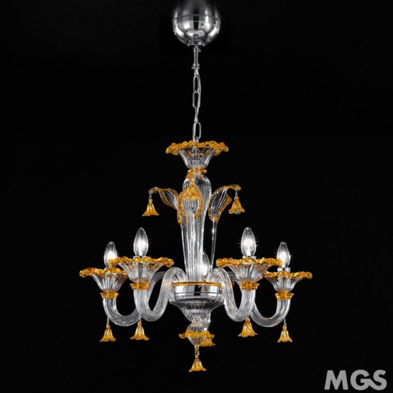 Patrini Chandelier, 2575 series chandelier, 5 lights, milk white and crystal color