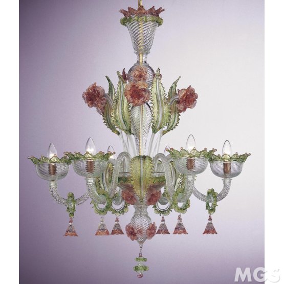 Dorigato Chandelier, Green chandelier with gold decoration