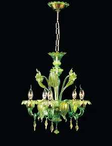 Green and gold five lights chandelier