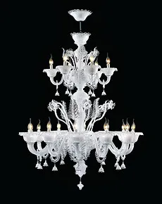 Eighteen lights chandelier in white milk