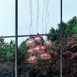 Modern suspended lamp in amethyst color