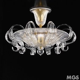 Crystal ceiling lamp with leafs