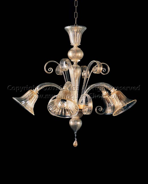 Bianconi Chandelier, Chandelier at five lights with gold