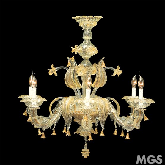 Vendramin Ca' Rezzonico, Crystal and gold Ca 'Rezzonico chandelier