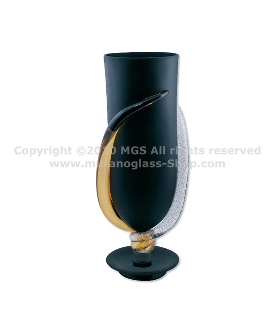 Glass Tentacles, Black satin glass vase