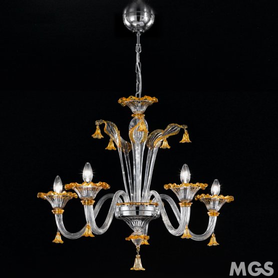 Patrini Chandelier, Crystal and amethyst chandelier at five lights