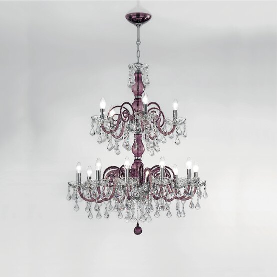 Bohemia Bright chandelier, Amethyst color chandelier with crystal detail
