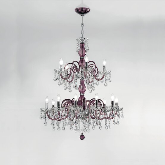 Bohemia Bright chandelier, Ocean green color chandelier with crystal details