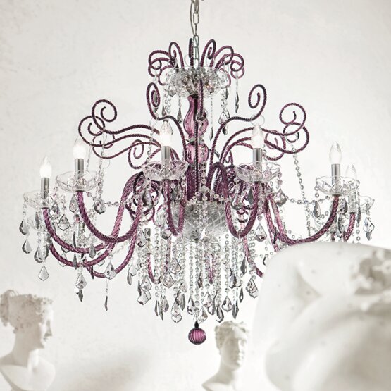Bohemia Star chandelier, Crystal and amethyst bohemia style chandelier