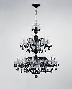 Red color chandelier with crystal details