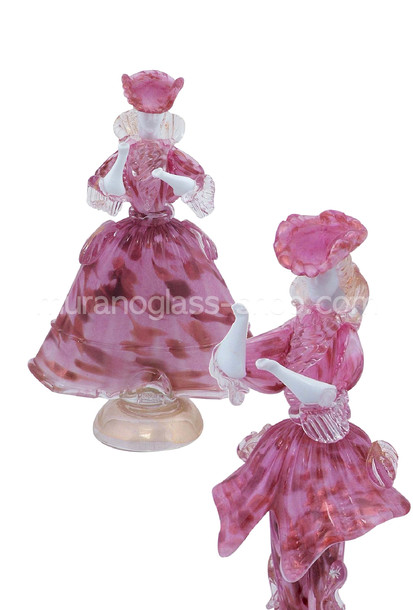 Venetian figures, Venetian figures in pink color and aventurine