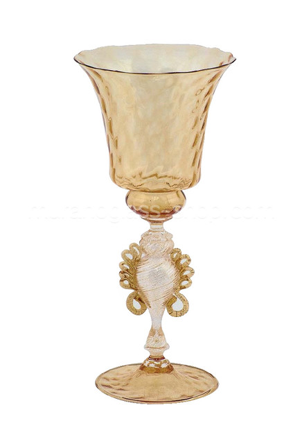 5494 Murano drinking glass, Murano drinking glass amber decorated