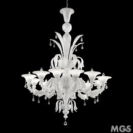 Ca' Rezzonico chandelier in white color and silver