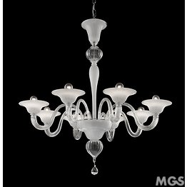 8166 series chandelier, 5 lights, white and crystal color