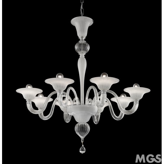 Acheo Chandelier, Crystal and white chandelier