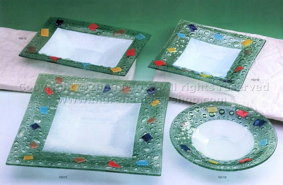 Green plates, Coloured crystal plate.