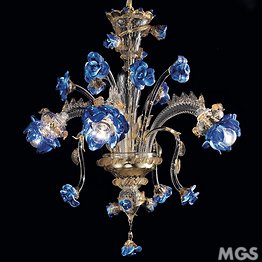 Crystal chandelier with gold and blue paste