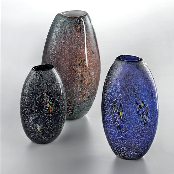 Tondo Vases, Gray vase with coloured spots
