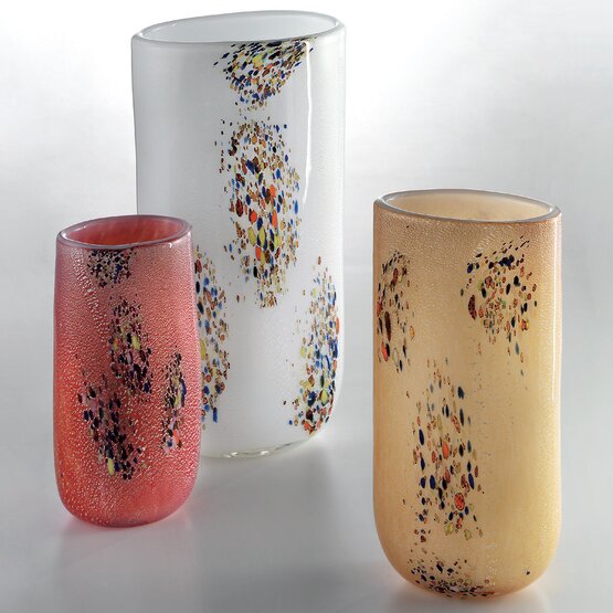 Stretto Vase, Amber vase with coloured spots