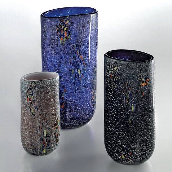 Stretto Vase, Gray vase with coloured spots