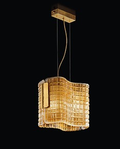 Suspended lamp in sanded amber color
