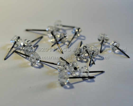 Nails with glass bead, 5 nails with glass head, 3cm