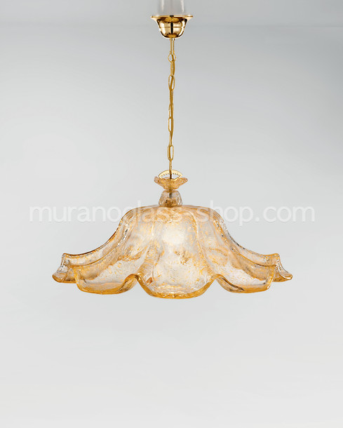 Argus Suspended lamp, Crystal chandelier with amber graniglia