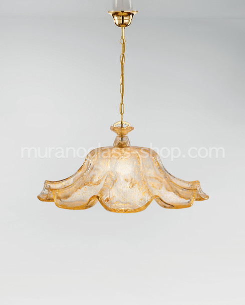 Argus Suspended lamp, Crystal chandelier with amber graniglia