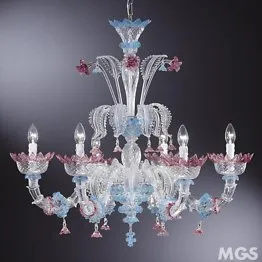 Chandelier pink and light blue colors