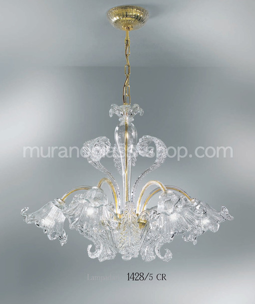 Lampadario 1428, Chandelier 1428, 3 lights, crystal color