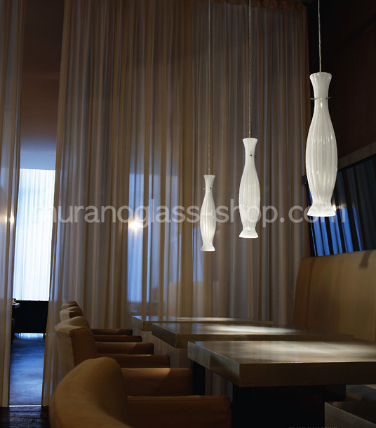 Modern Murano Suspended lamps 3631 Series, Suspended lamp in white milk color