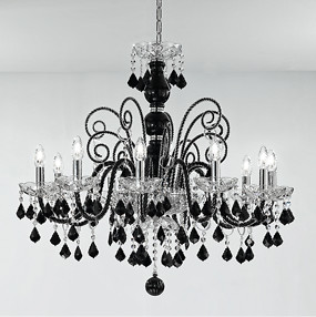 1059 bohemia series chandelier, 12 lights, crystal and black color