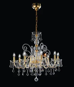 Amber color chandelier at six lights