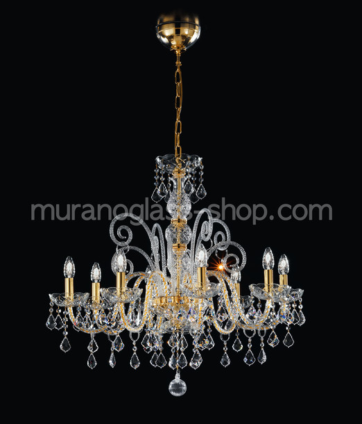Bohemia Bright chandelier, Amber color chandelier at six lights