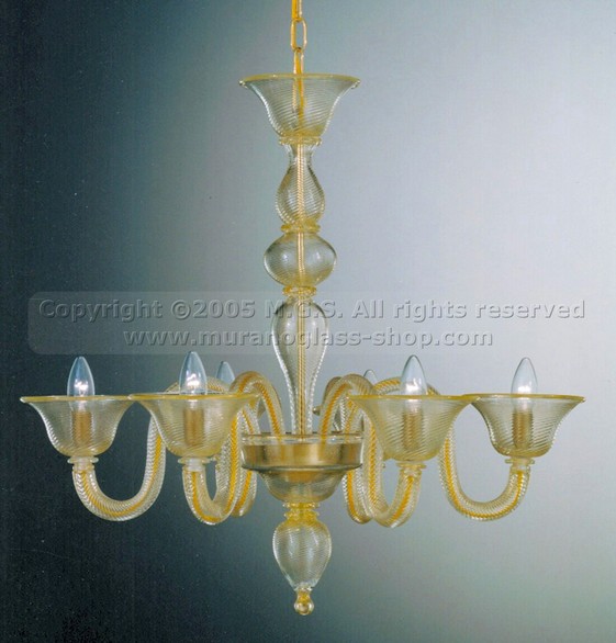 436 series Chandeliers, Crystal chandelier with gold decoration at six lights.