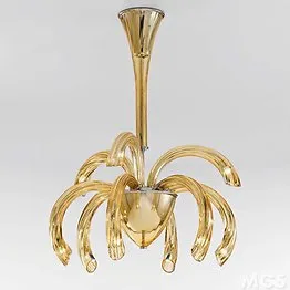 Chandelier, 9 lights, amber color