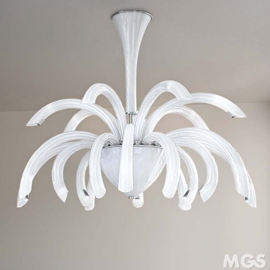 Phoenix Chandelier, Chandelier in milk white color