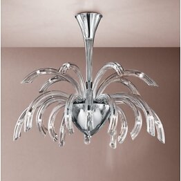 Modern chandelier, 21 lights, crystal color