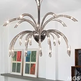 Chandelier, 21 lights, smoked color