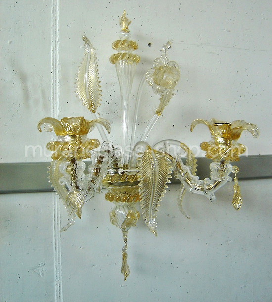Wall light Roma Series, Wall light Roma in crystal and gold at two lights