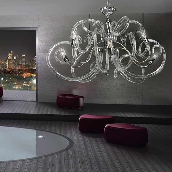 Vanity chandelier, Chrome metal and crystal chandelier