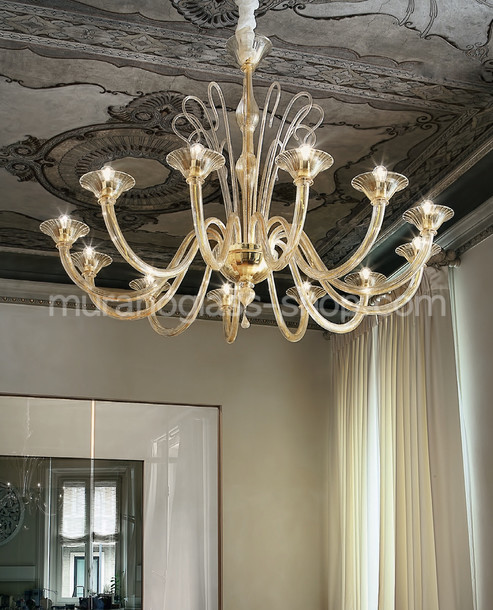 Koons Chandelier, Twelve lights crystal smoked chandelier