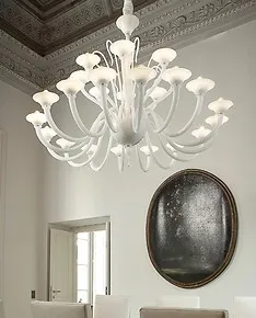 Twentyfour lights chandelier in milk white color
