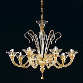 Six lights crystal with 24k gold chandelier