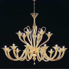 Eighteen lights crystal chandelier with 24k gold