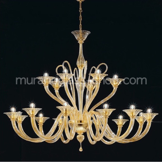 Koons Chandelier, Eighteen lights crystal chandelier with 24k gold