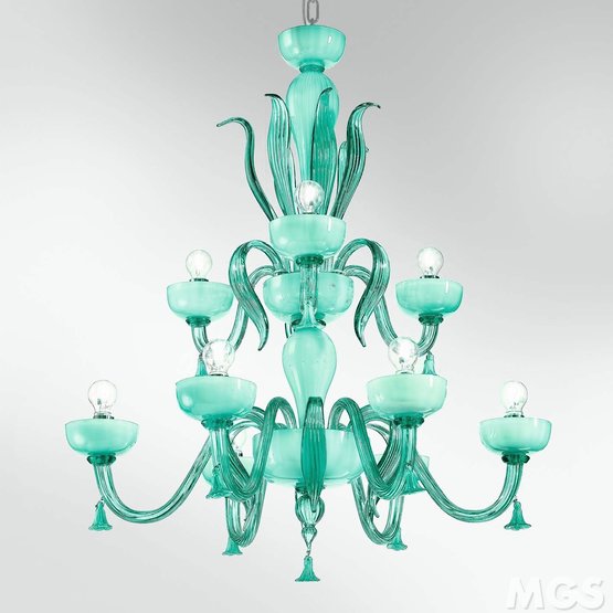 Foscari Chandelier, Chandelier in white milk ocean