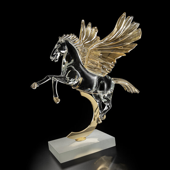 Pegasus horse, Crystal and 24K gold Pegasus horse on base