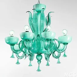 Chandelier in smoked crystal and 24k Gold